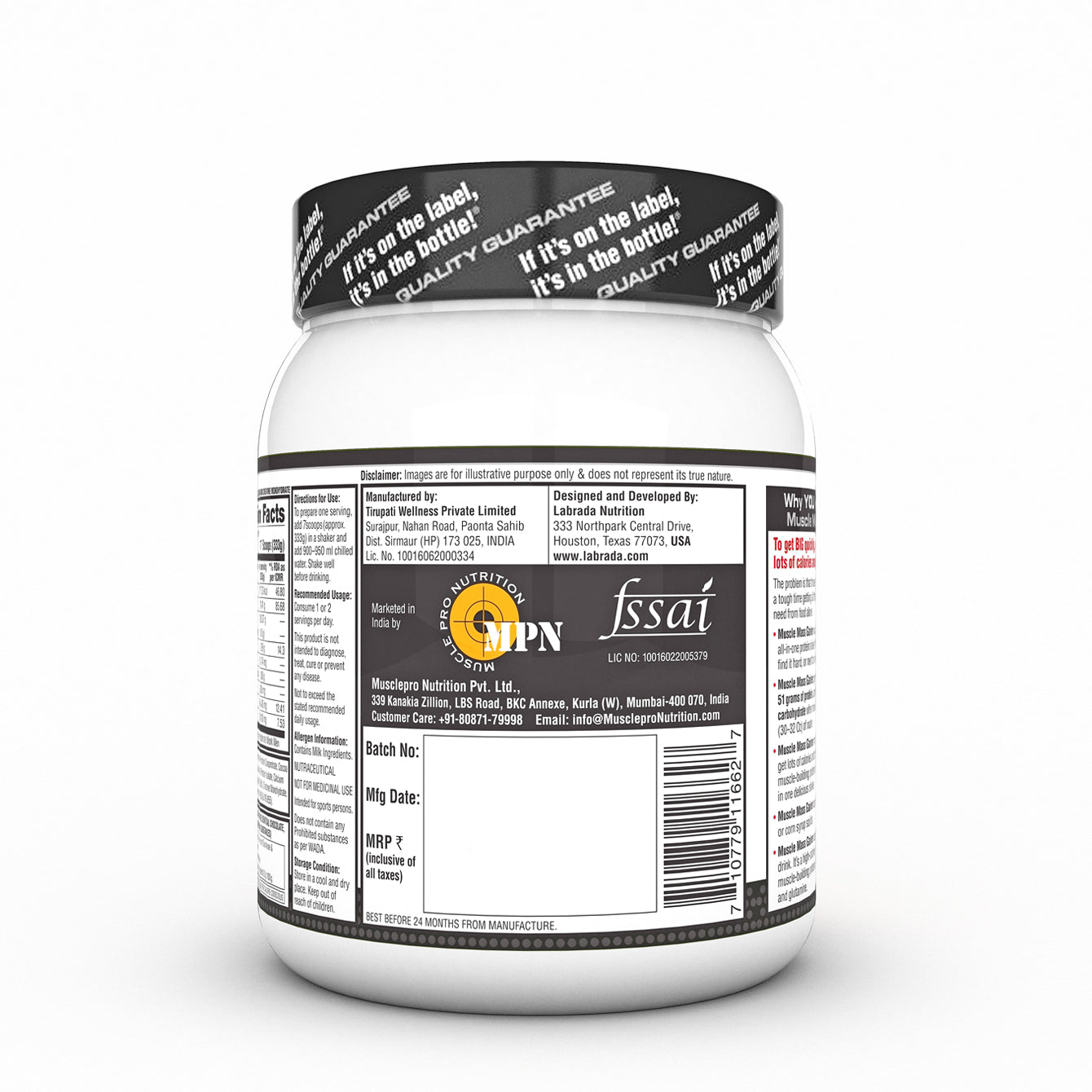 Labrada Muscle Mass Gainer Powder Protein Shake