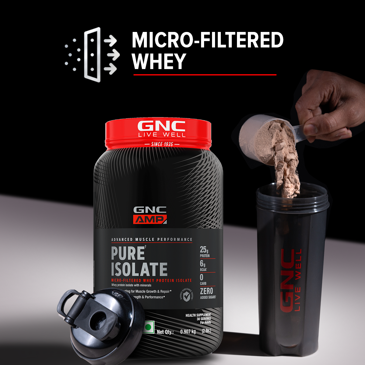 AMP Pure Isolate Whey Protein GNC