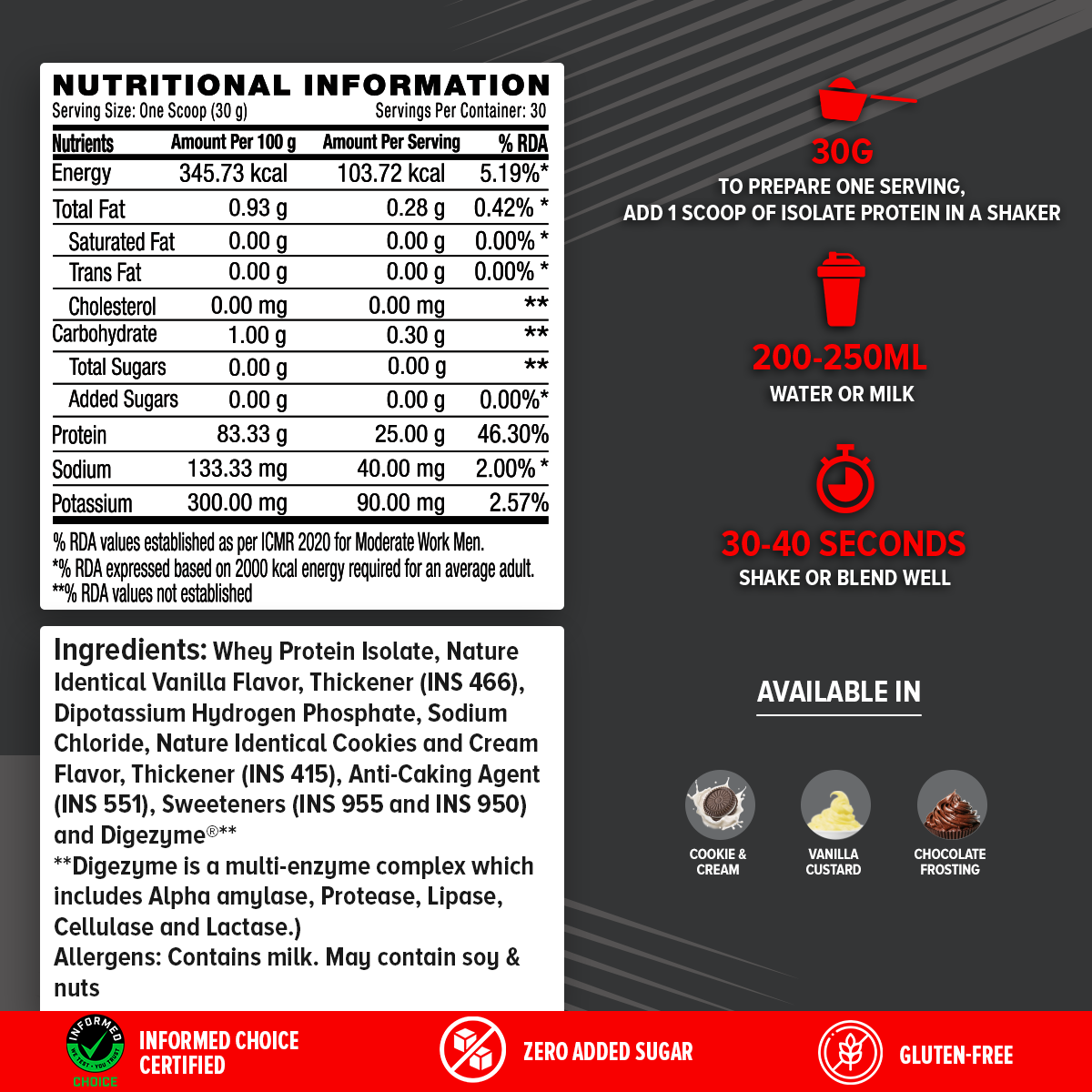 AMP Pure Isolate Whey Protein GNC