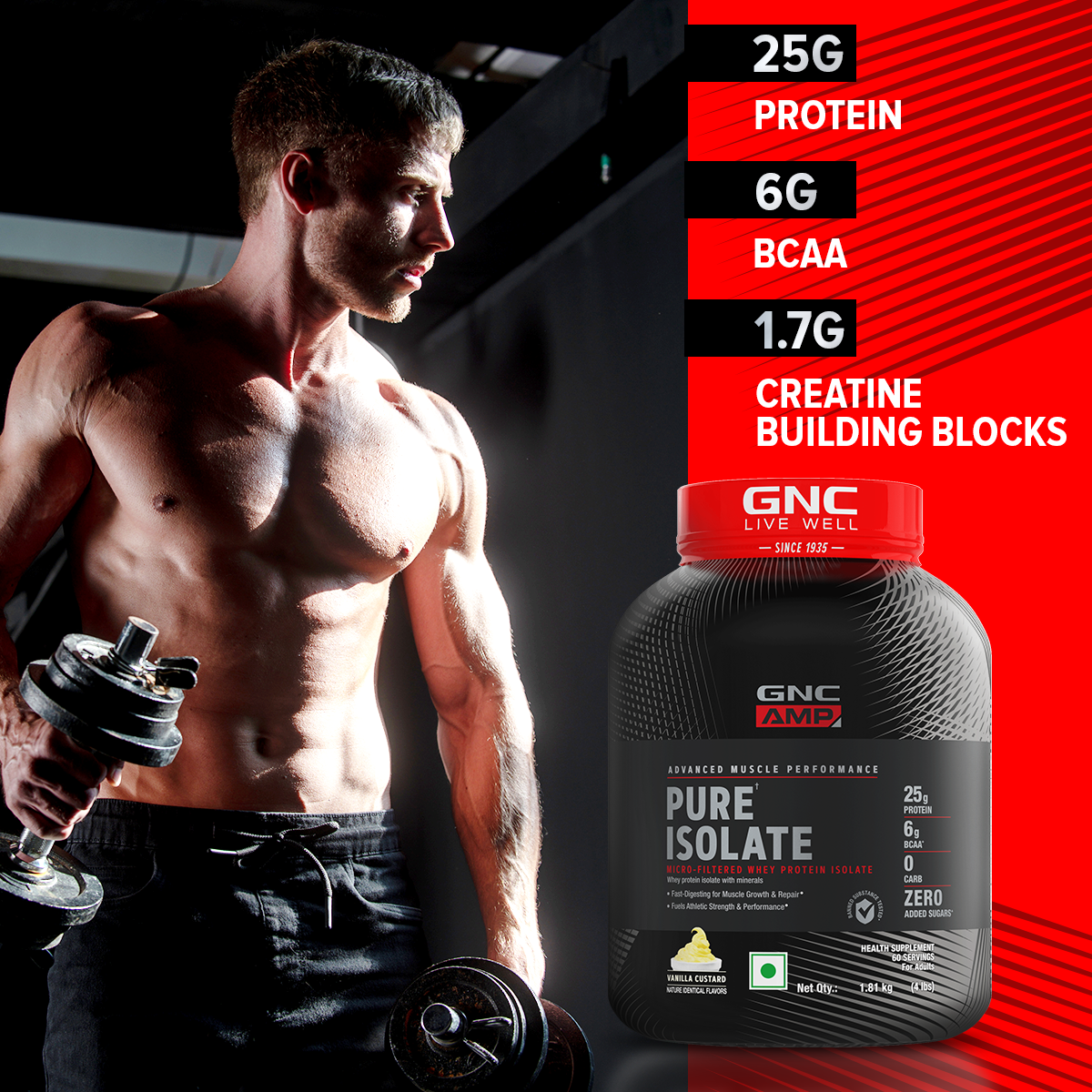 AMP Pure Isolate Whey Protein GNC