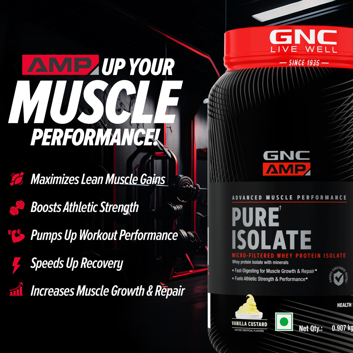 AMP Pure Isolate Whey Protein GNC