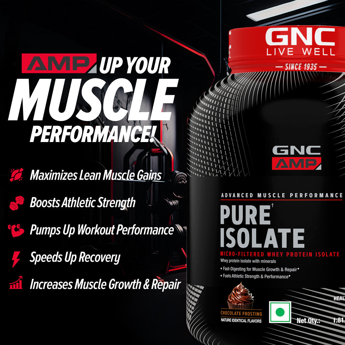 AMP Pure Isolate Whey Protein GNC