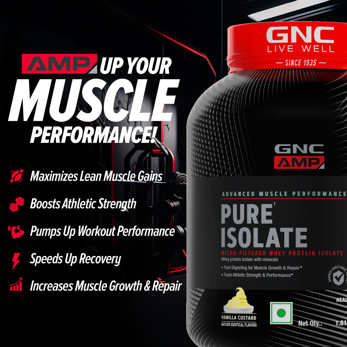 AMP Pure Isolate Whey Protein GNC