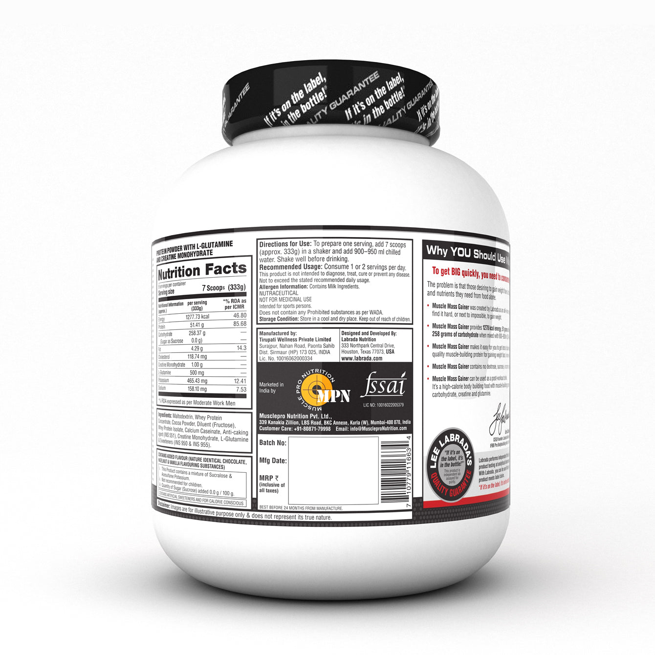 Labrada Muscle Mass Gainer Powder Protein Shake