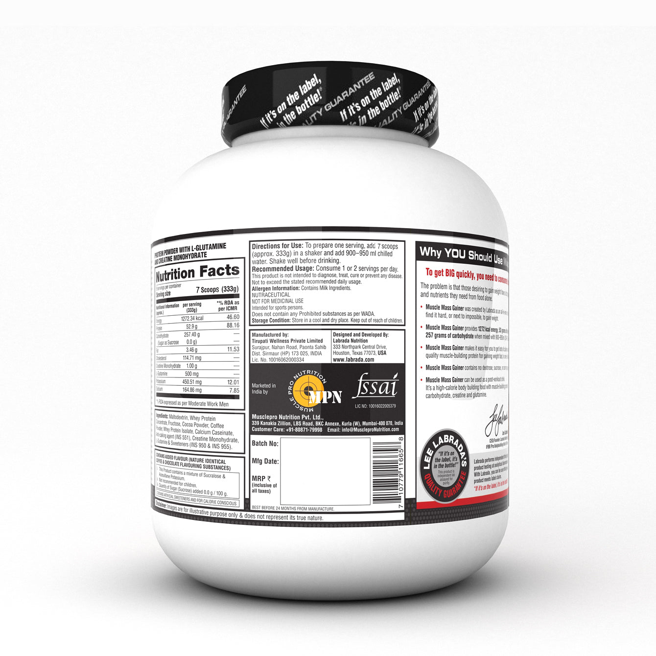 Labrada Muscle Mass Gainer Powder Protein Shake