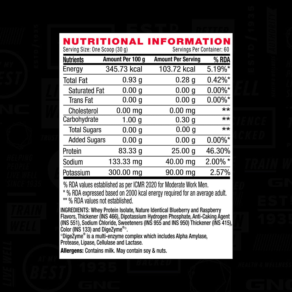 AMP Pure Isolate Whey Protein GNC
