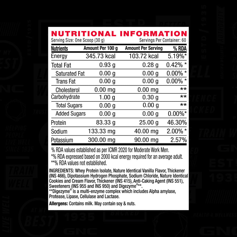 AMP Pure Isolate Whey Protein GNC