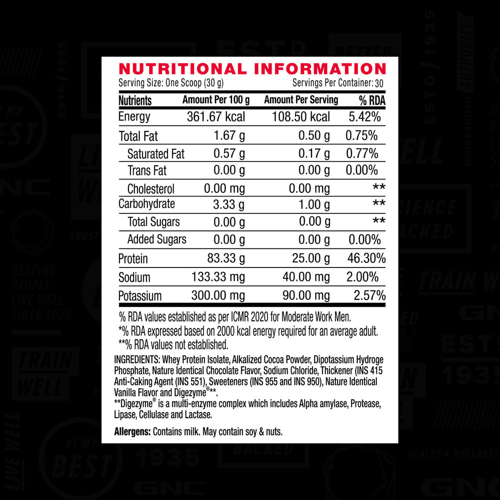 AMP Pure Isolate Whey Protein GNC