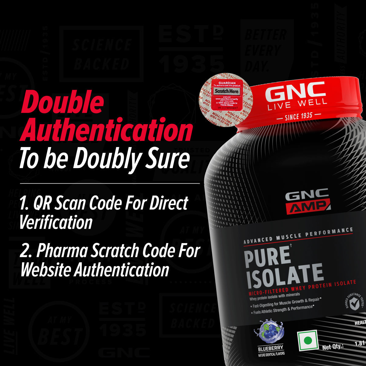 AMP Pure Isolate Whey Protein GNC