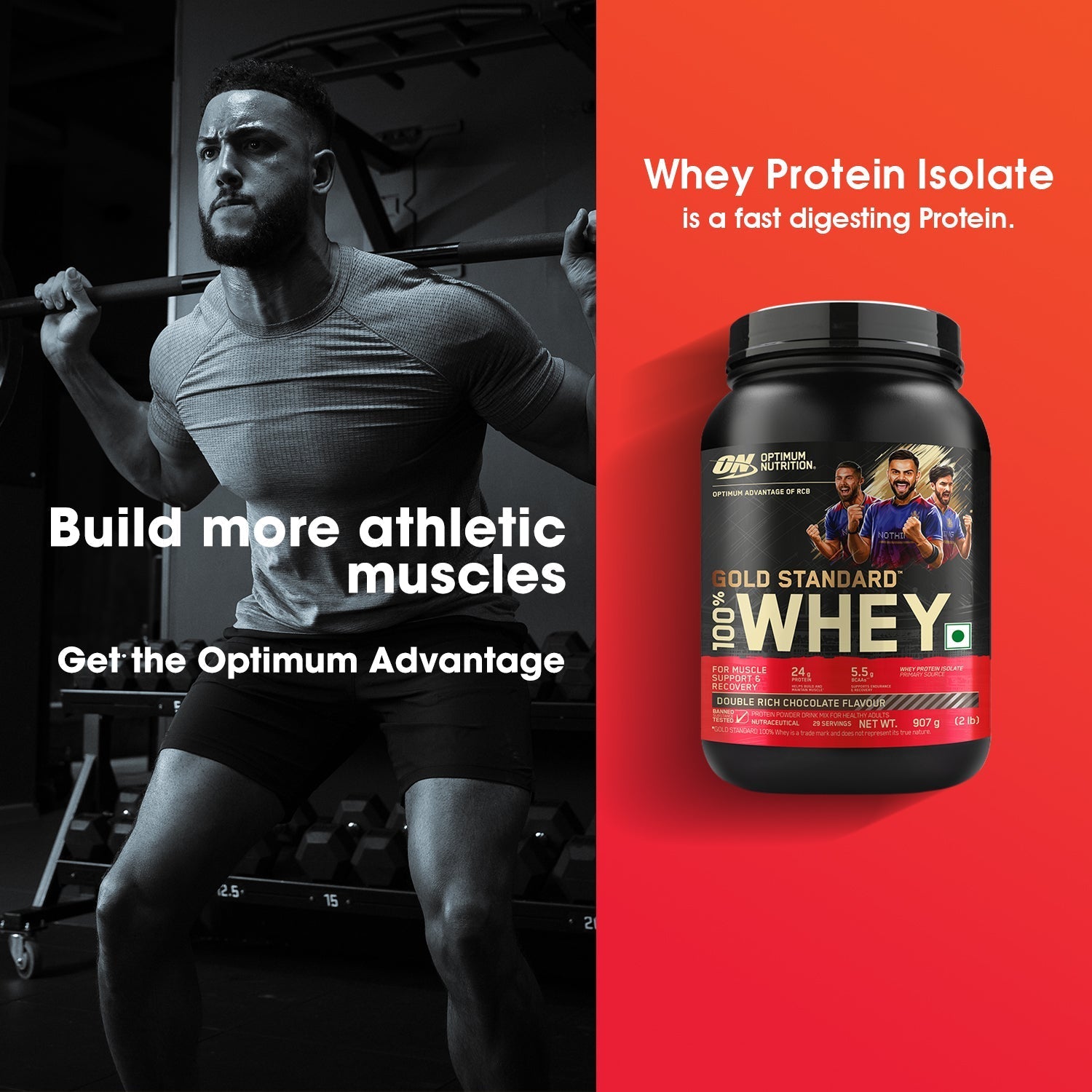 Optimum Nutrition Gold Standard 100% Whey Protein Double Rich Chocolate 907g