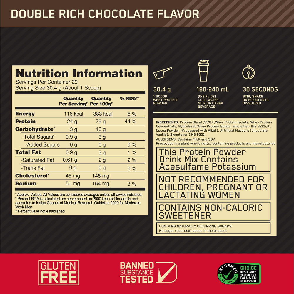 Optimum Nutrition Gold Standard 100% Whey Protein Double Rich Chocolate 907g