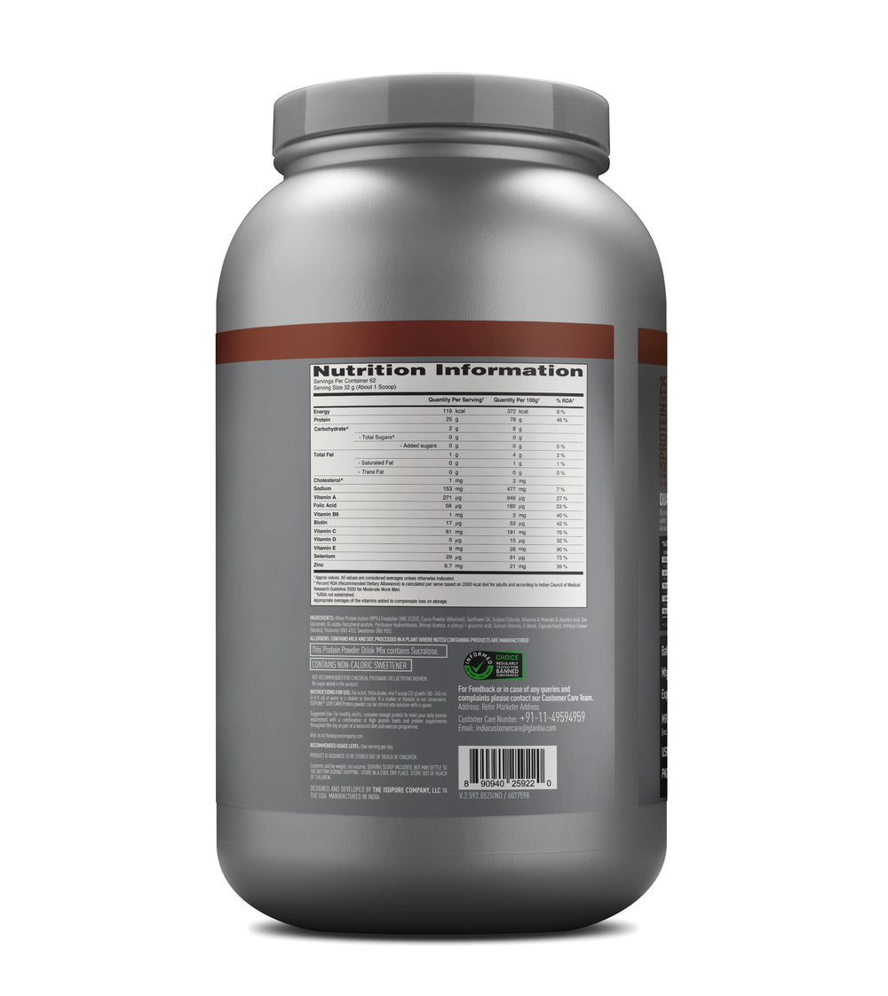 Whey Protein Isolate Powder Vitamins Immune Support Isopure 2 kg