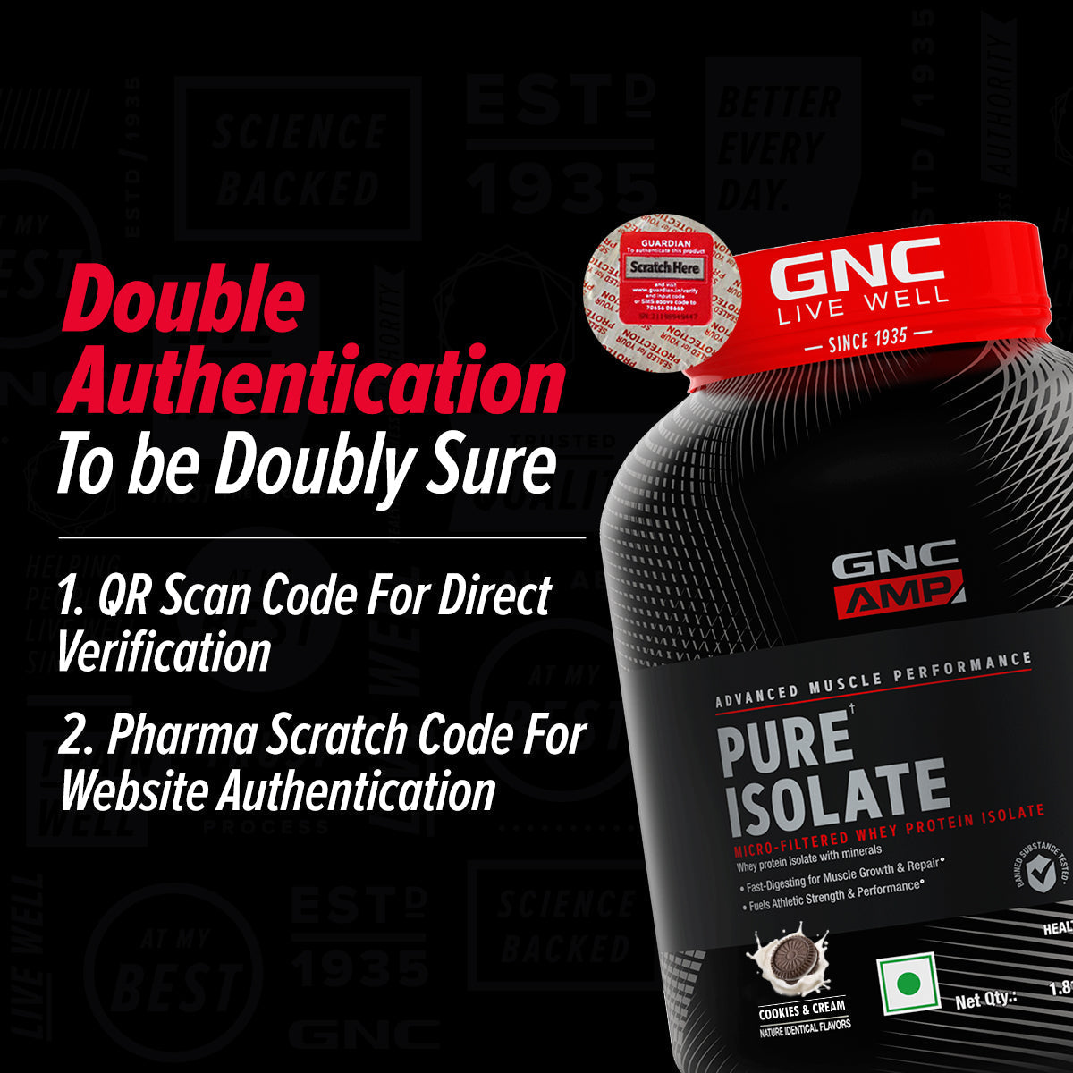 AMP Pure Isolate Whey Protein GNC