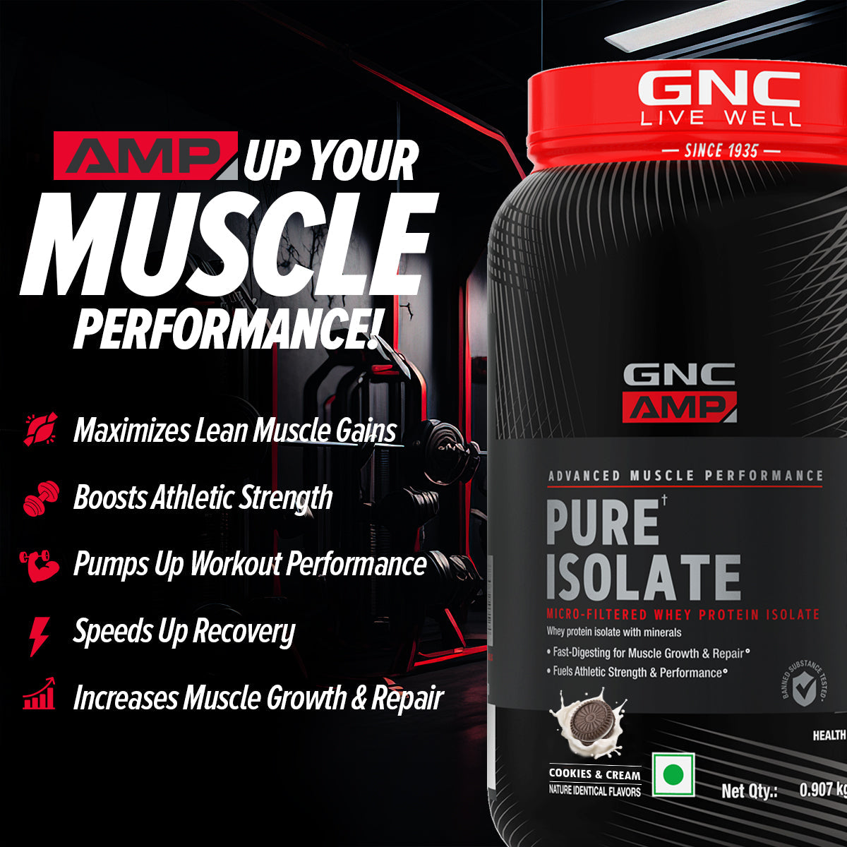 AMP Pure Isolate Whey Protein GNC
