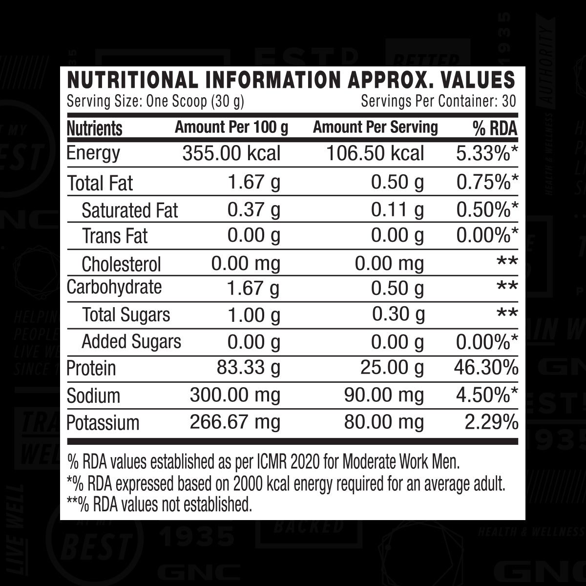 AMP Pure Isolate Whey Protein GNC