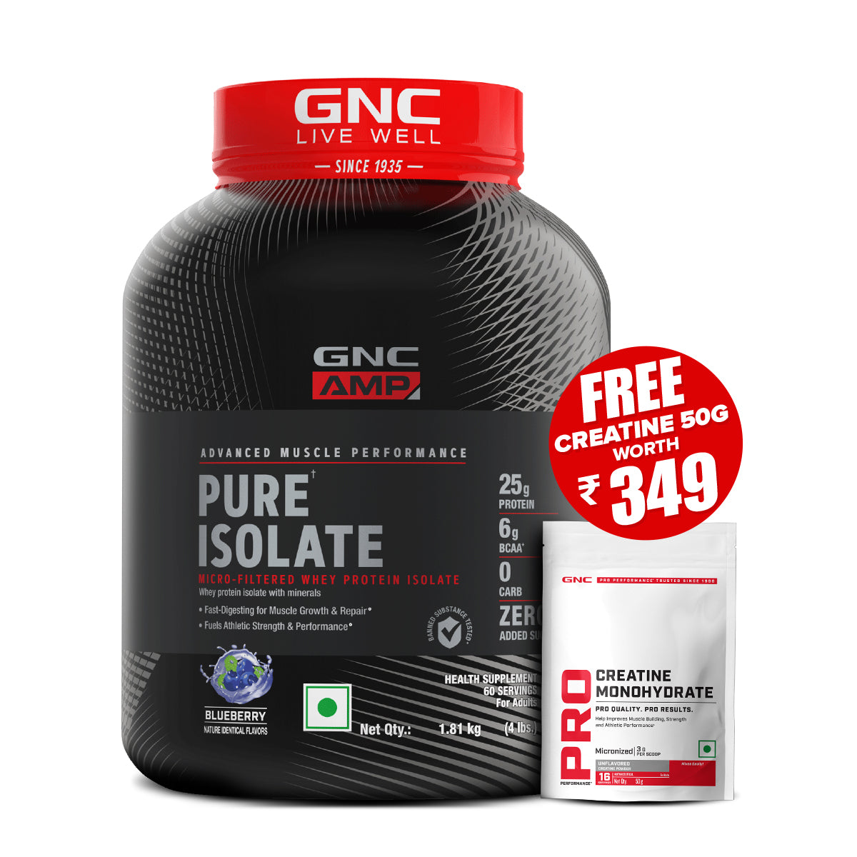 AMP Pure Isolate Whey Protein GNC