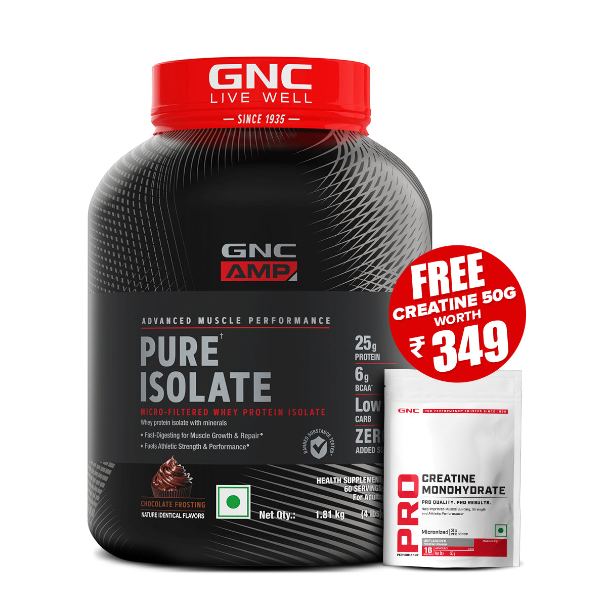 AMP Pure Isolate Whey Protein GNC