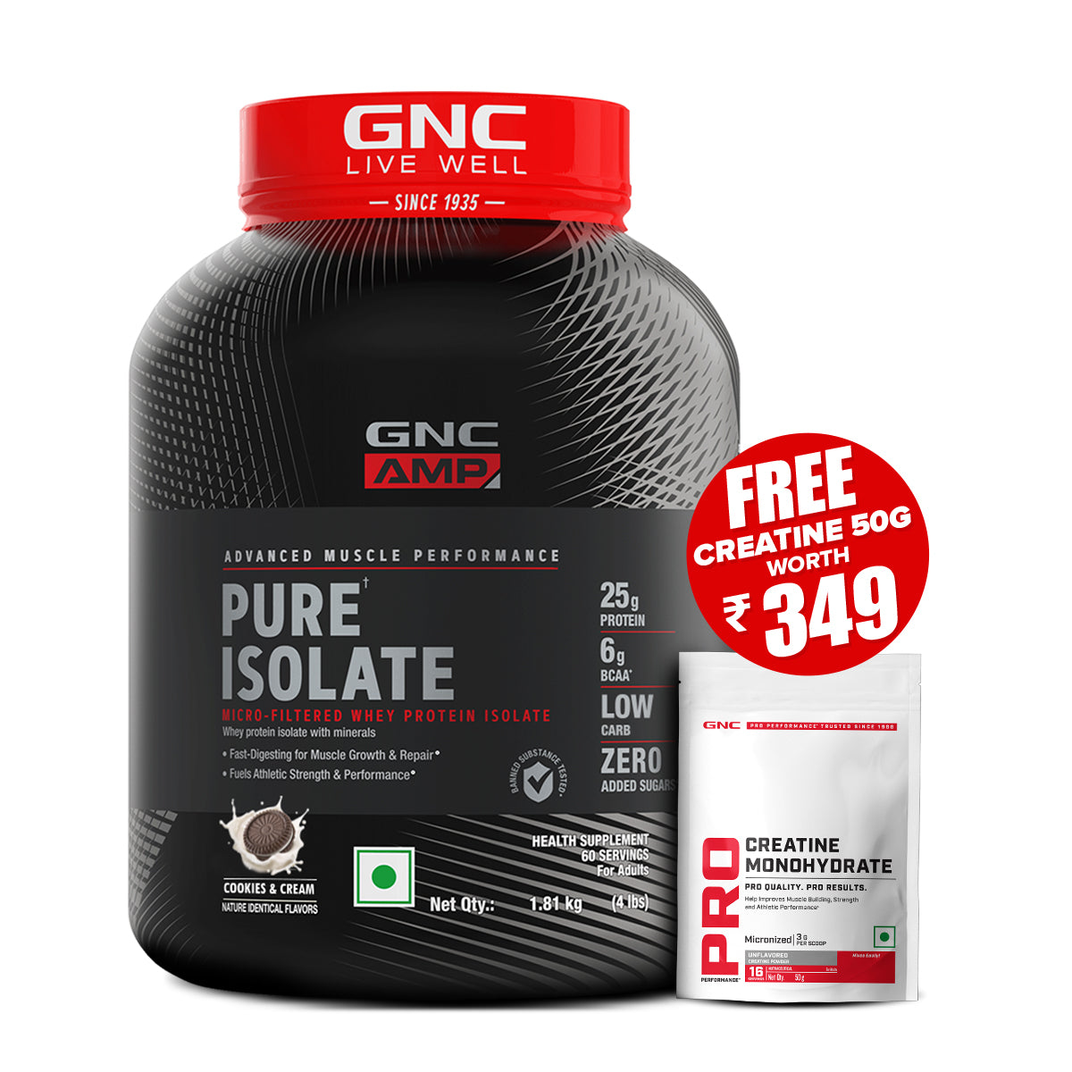 AMP Pure Isolate Whey Protein GNC