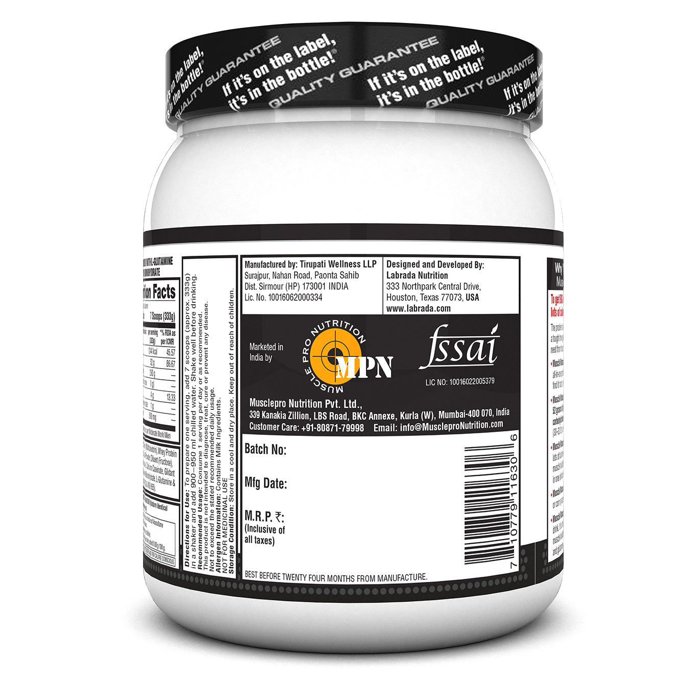 Labrada Muscle Mass Gainer Powder Protein Shake