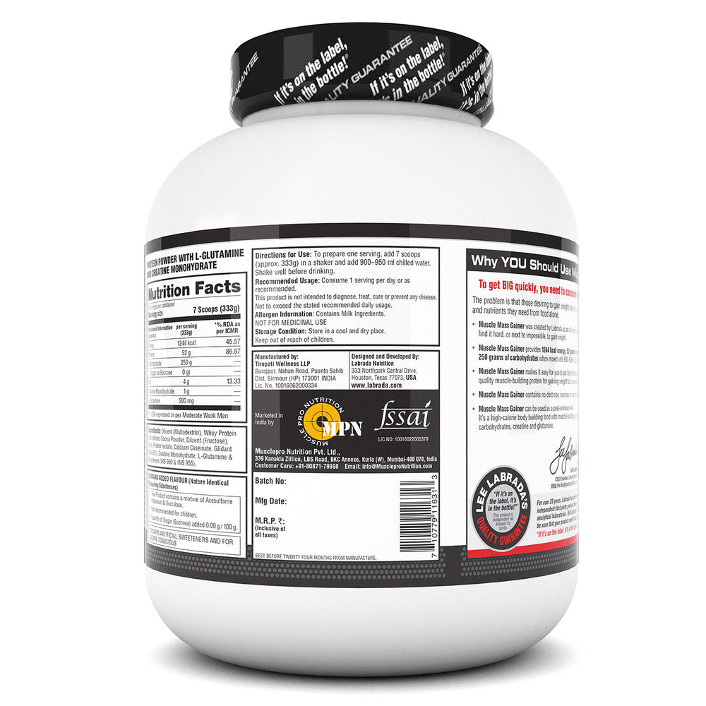 Labrada Muscle Mass Gainer Powder Protein Shake