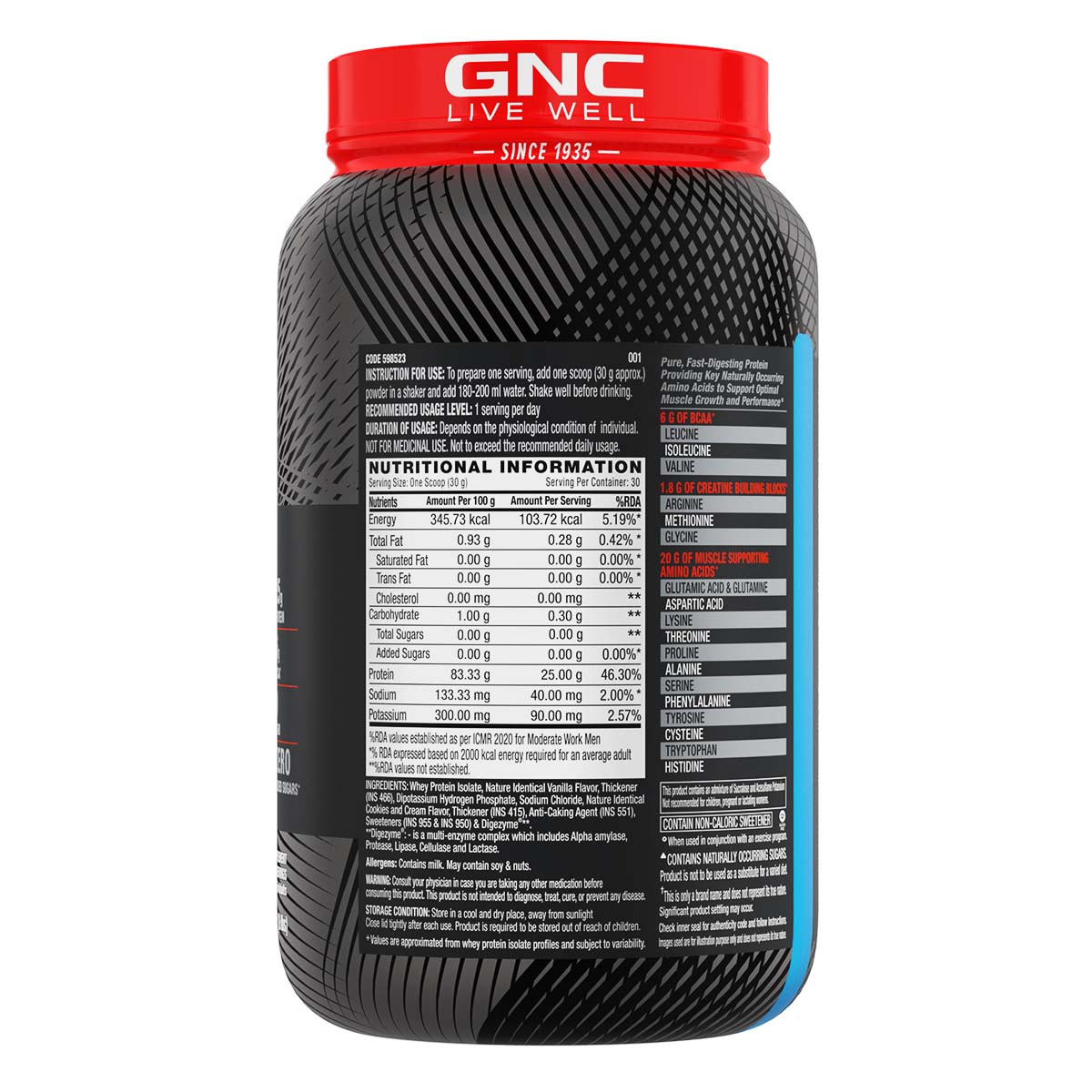 AMP Pure Isolate Whey Protein GNC
