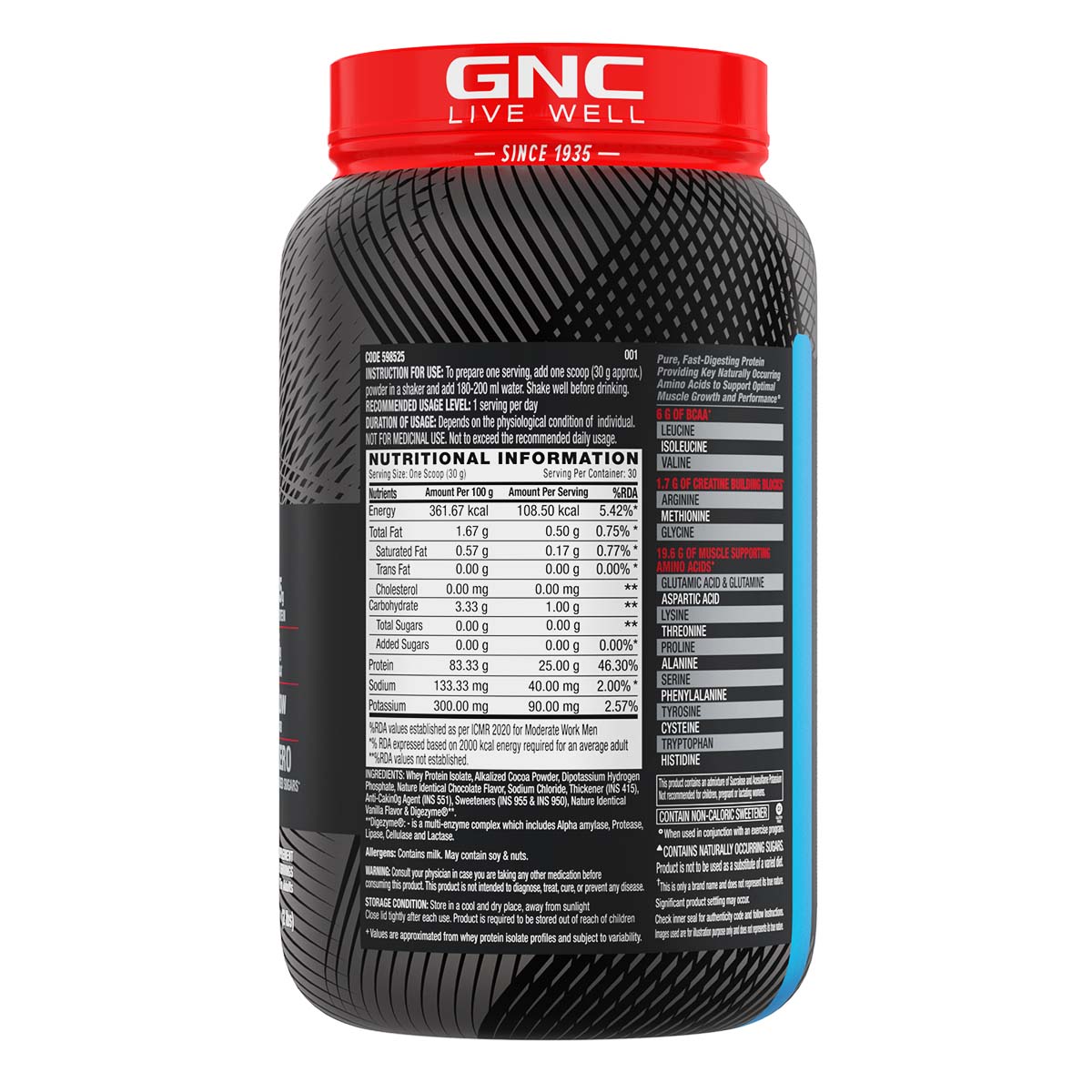 AMP Pure Isolate Whey Protein GNC
