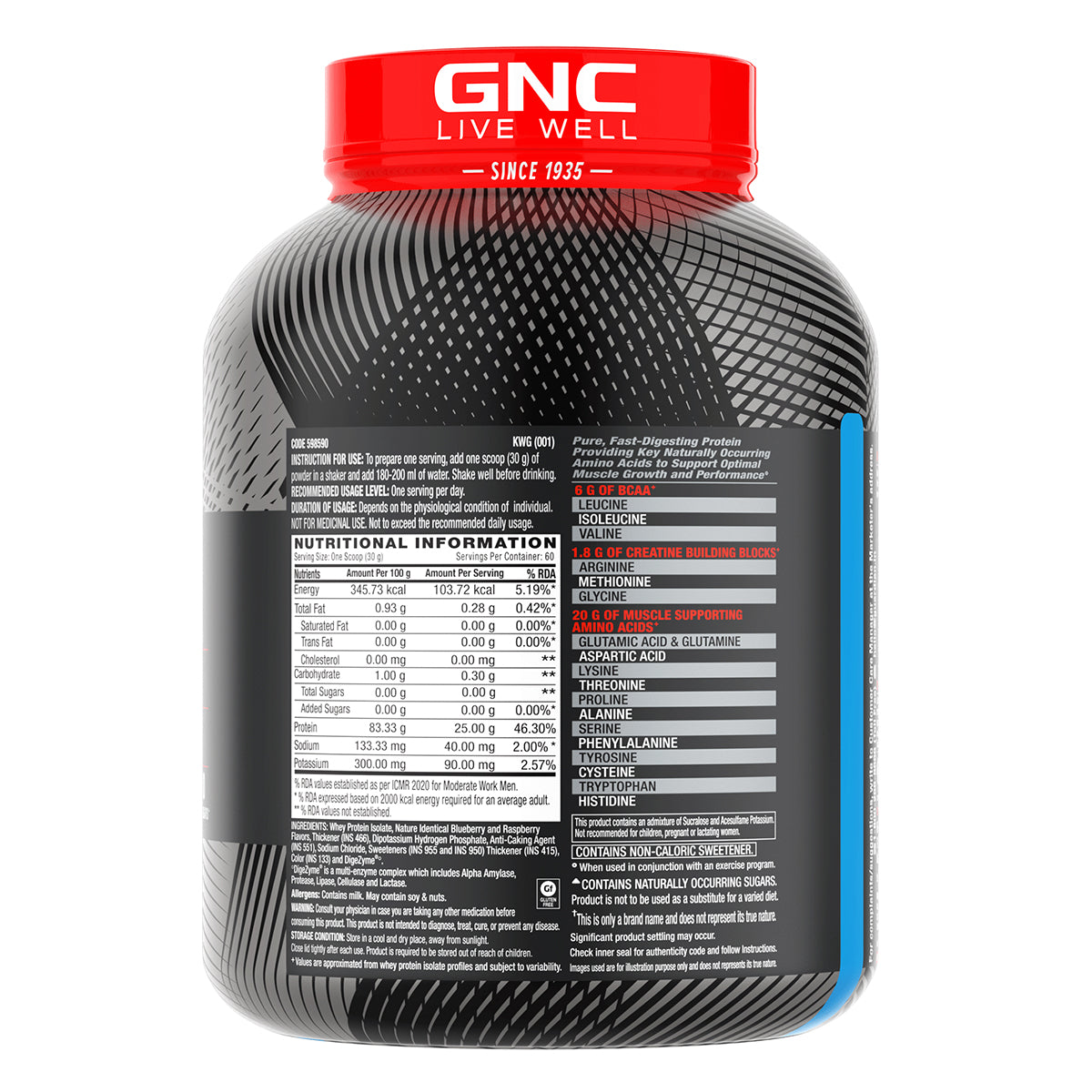 AMP Pure Isolate Whey Protein GNC