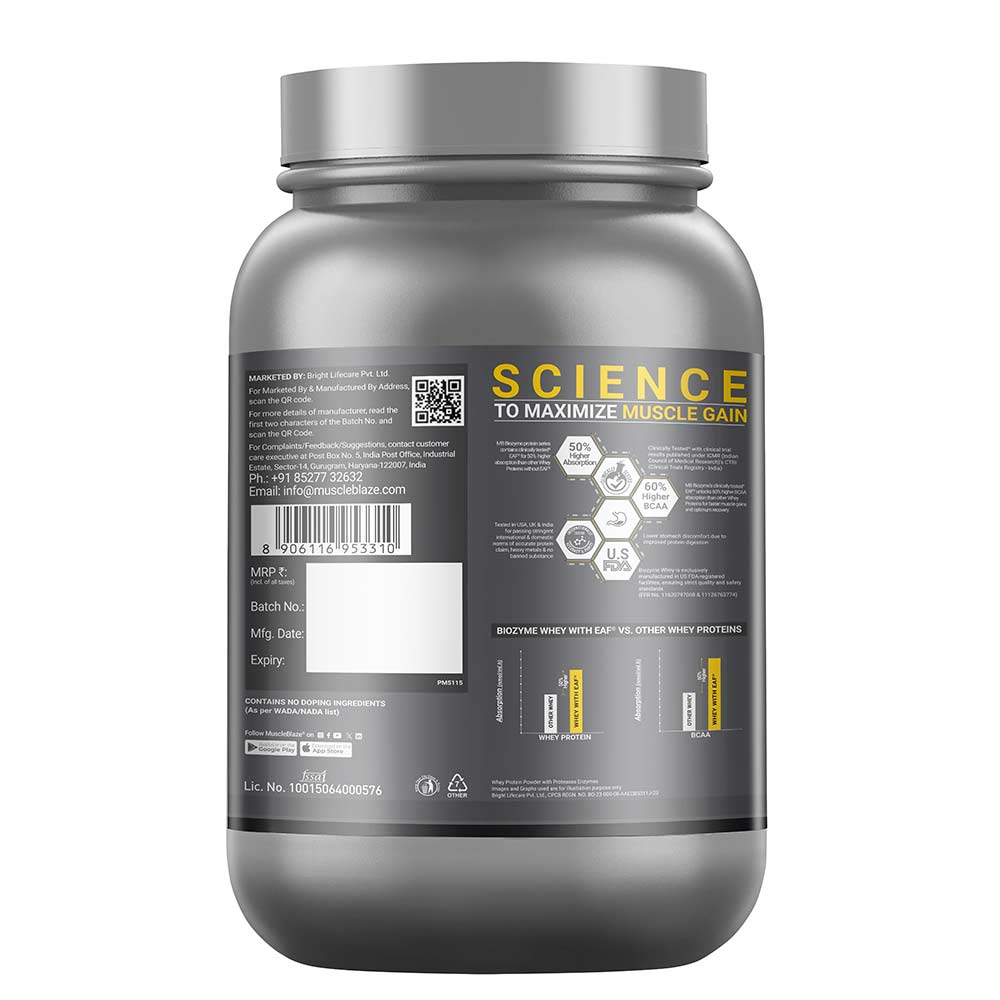 MuscleBlaze Biozyme Performance Whey Protein Powder