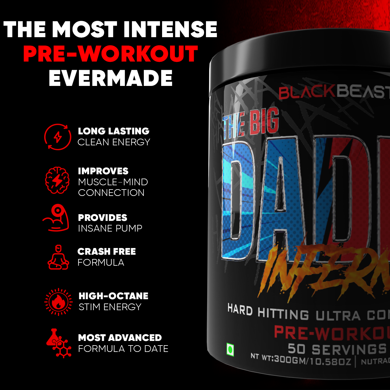 Black Beast The Big Daddy Inferno Preworkout Powder 300g